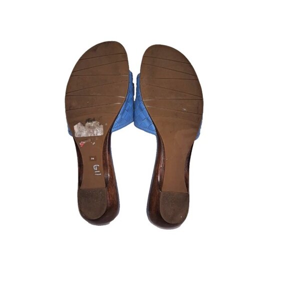 NICKLES PORON 4000 MADE IN BRAZIL BLUE SOFT LEATHER MID HEEL SANDALS SIZE 8M EUC - Picture 8 of 10